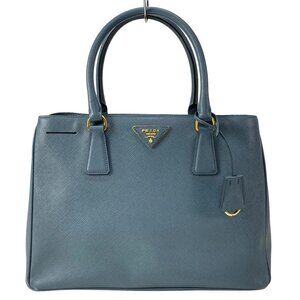 Auth PRADA Galleria Medium Bag (Women's) BN1874 Blue Leather (Saffiano Luxe) -